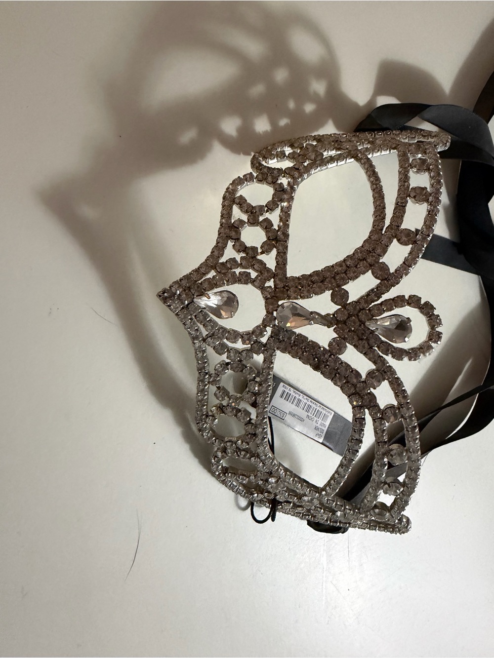 RSVP Crystal Rhinestone Masquerade Mask - Silver
